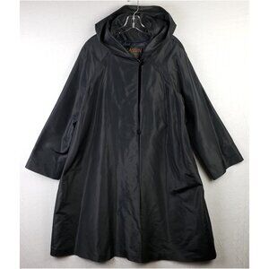 CASSIN New York Coat Jacket Lightweight Hooded Black Lagenlook Belted size L